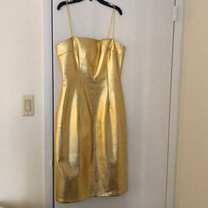 Gold Vegan Faux Leather Dress